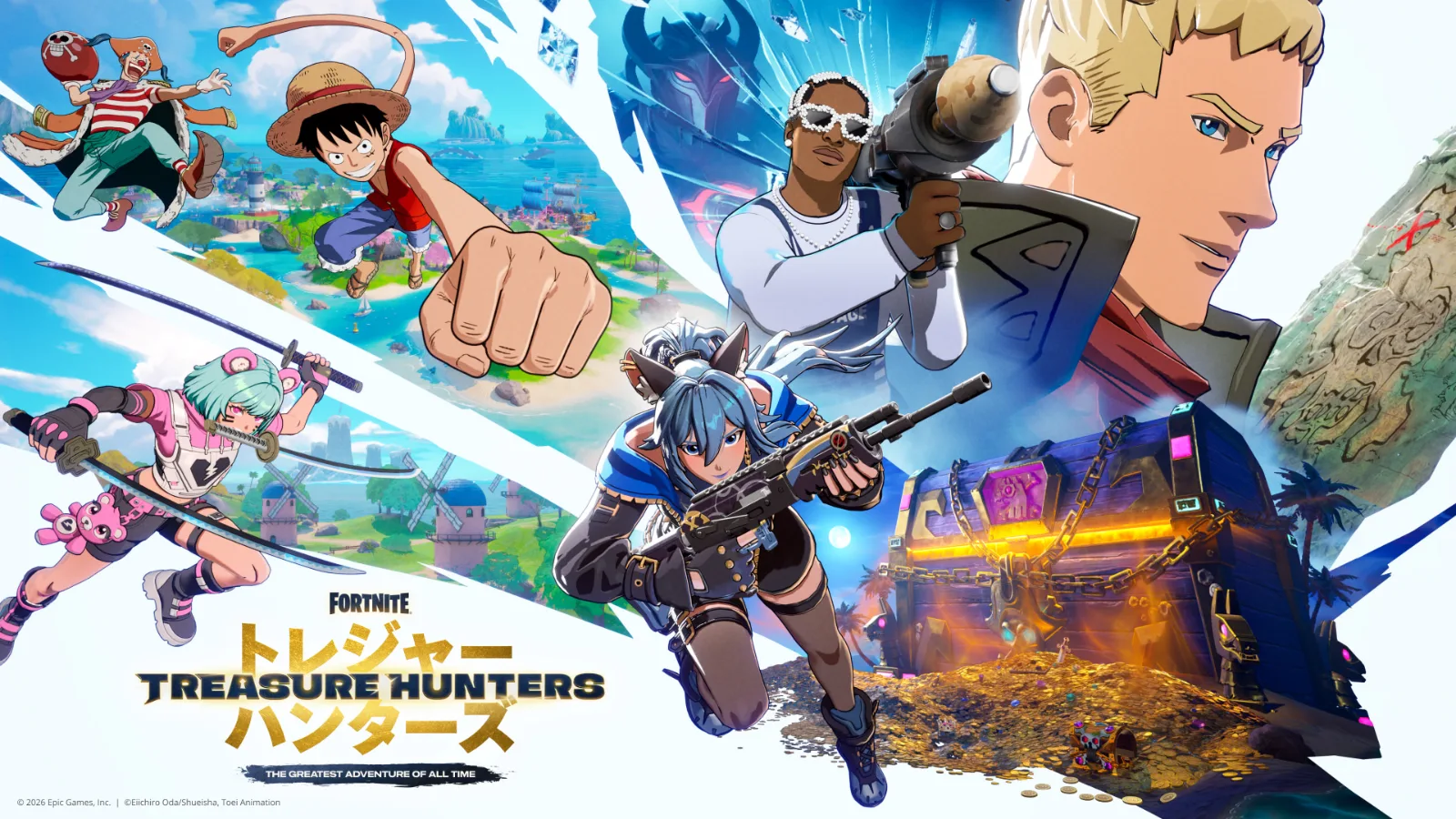 Fortnite confirma su colaboración con ‘One Piece’: Luffy, Zoro, Sanji, Nami y Usopp llegan como nuevas skins a la nueva temporada Cazatesoros